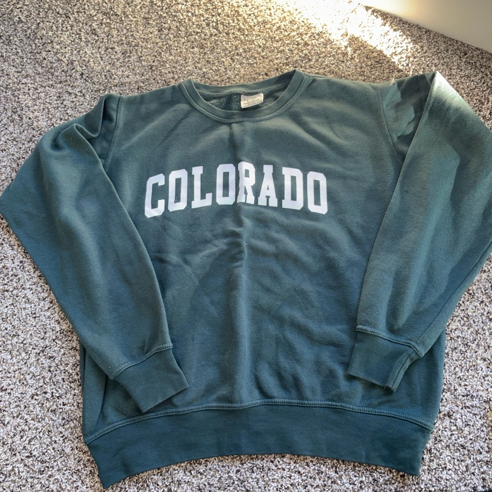 Brandy Melville Green "COLORADO" Crewneck Sweatshirt